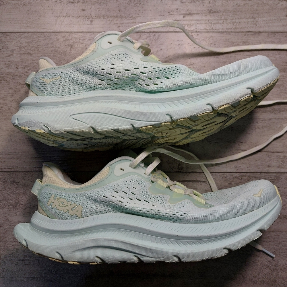 Hoka Women's Running Shoes in Pale Blue and Cream